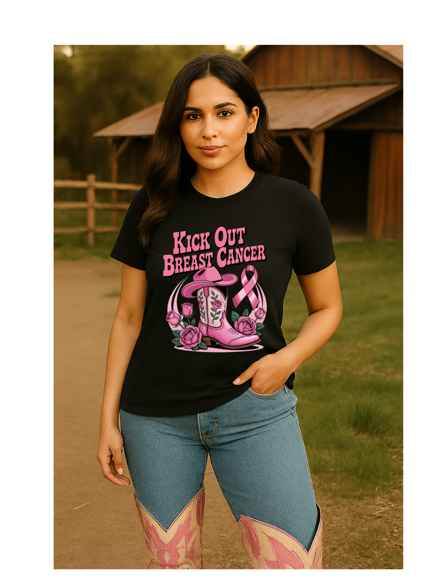 "Kick Out Breast Cancer" Western-Inspired Awareness Art Print