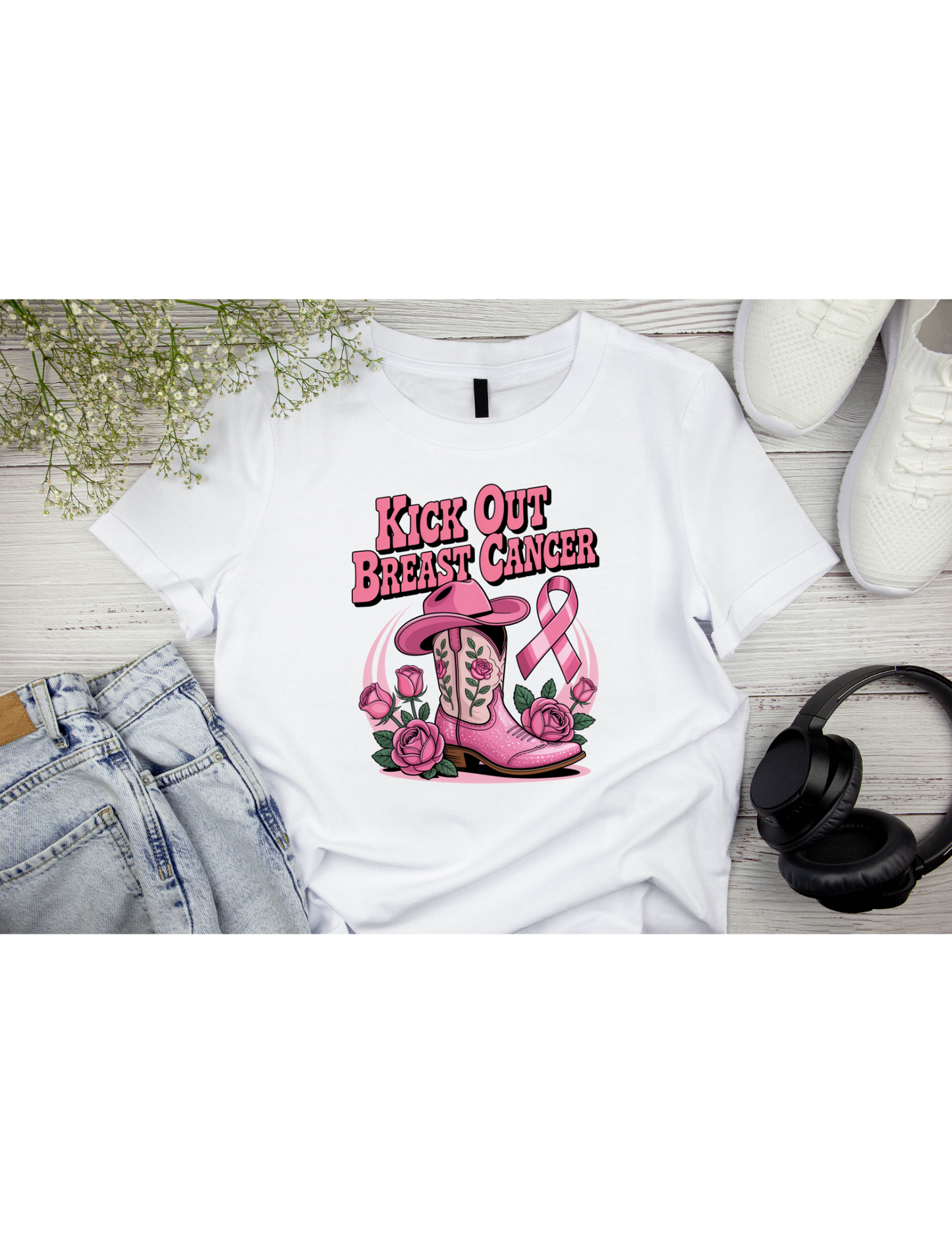 "Kick Out Breast Cancer" Western-Inspired Awareness Art Print