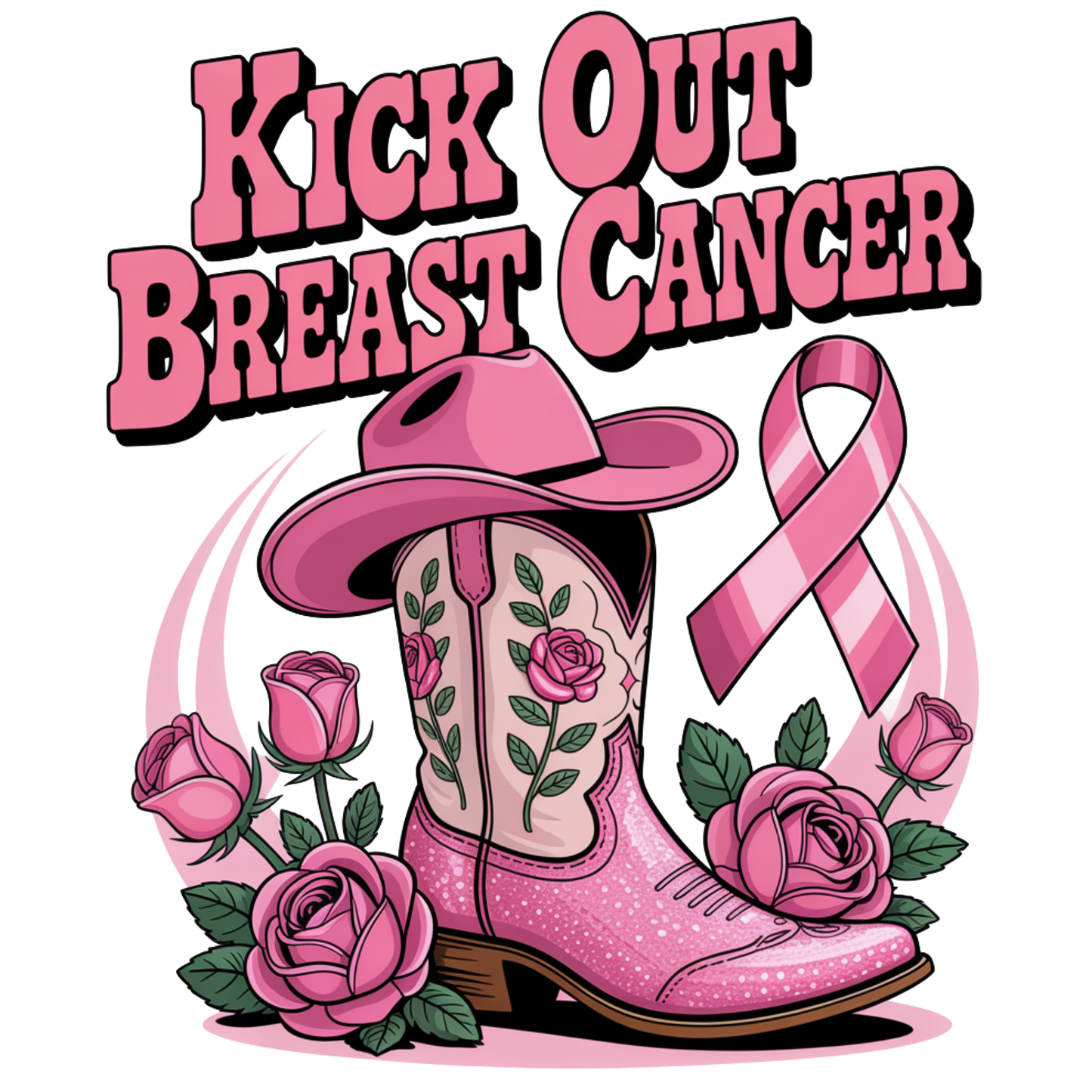 "Kick Out Breast Cancer" Western-Inspired Awareness Art Print