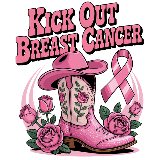 "Kick Out Breast Cancer" Western-Inspired Awareness Art Print